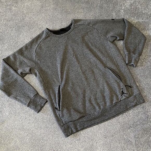 Nike Mens Air Jordan Dark Heather Gray Long Sleeve Sweatshirt Size XXL W/Pockets - Picture 1 of 8